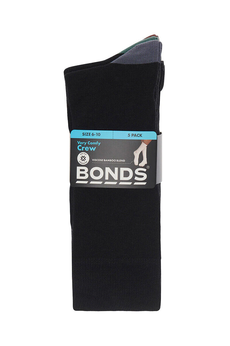 Bonds Mens Bamboo Crew Socks Fine Seams for Comfy Toes & Ankle Support SZFQ5W