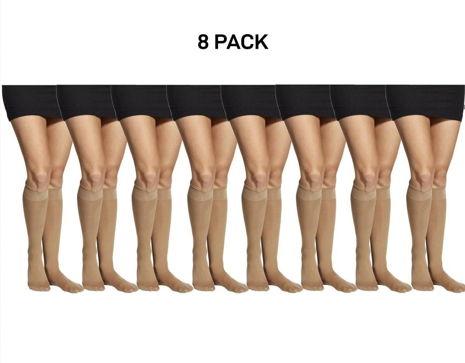 Bonds Womens Semi Opaque Knee High 40 Denier Socks Wide Comfort 8 Pack L79582