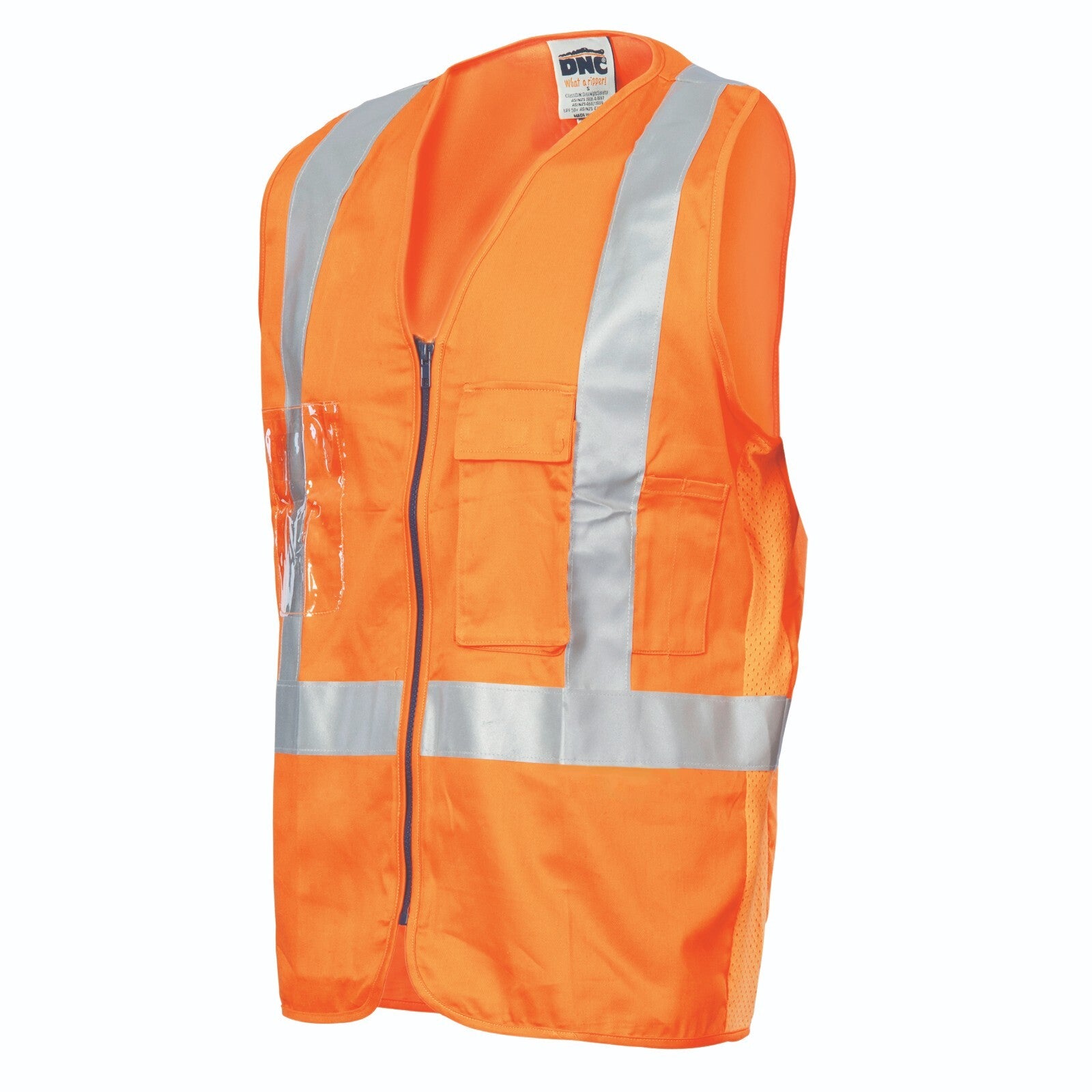 DNC Mens Day/Night Cross Back Cotton Safety Vests with CSR R/Tape 3810