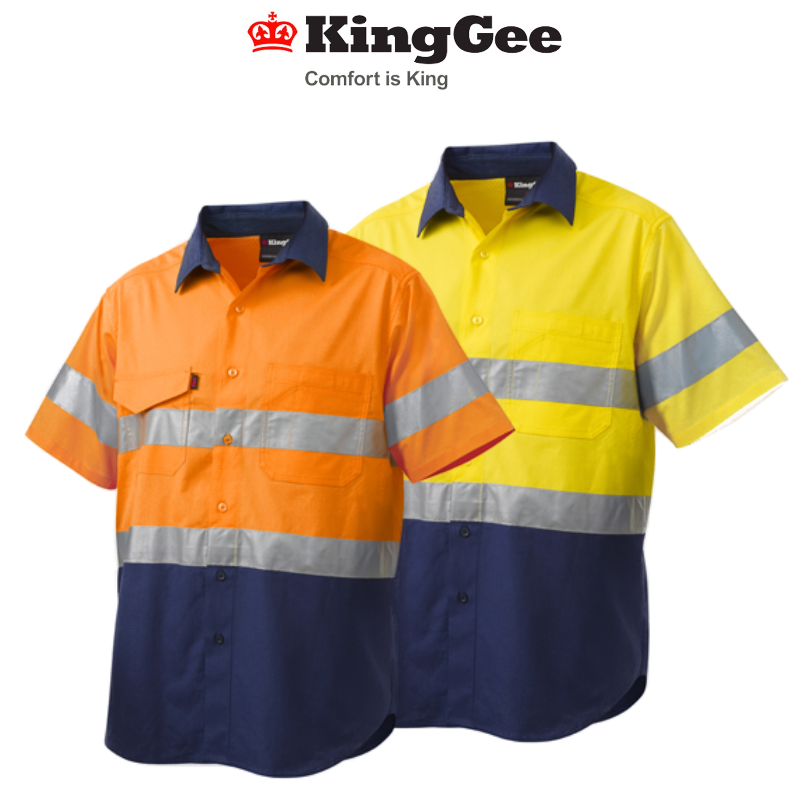 KIngGee Mens Workcool 2 Hi-Vis Summer Shirt Short Sleeve Work Lightweight K54885