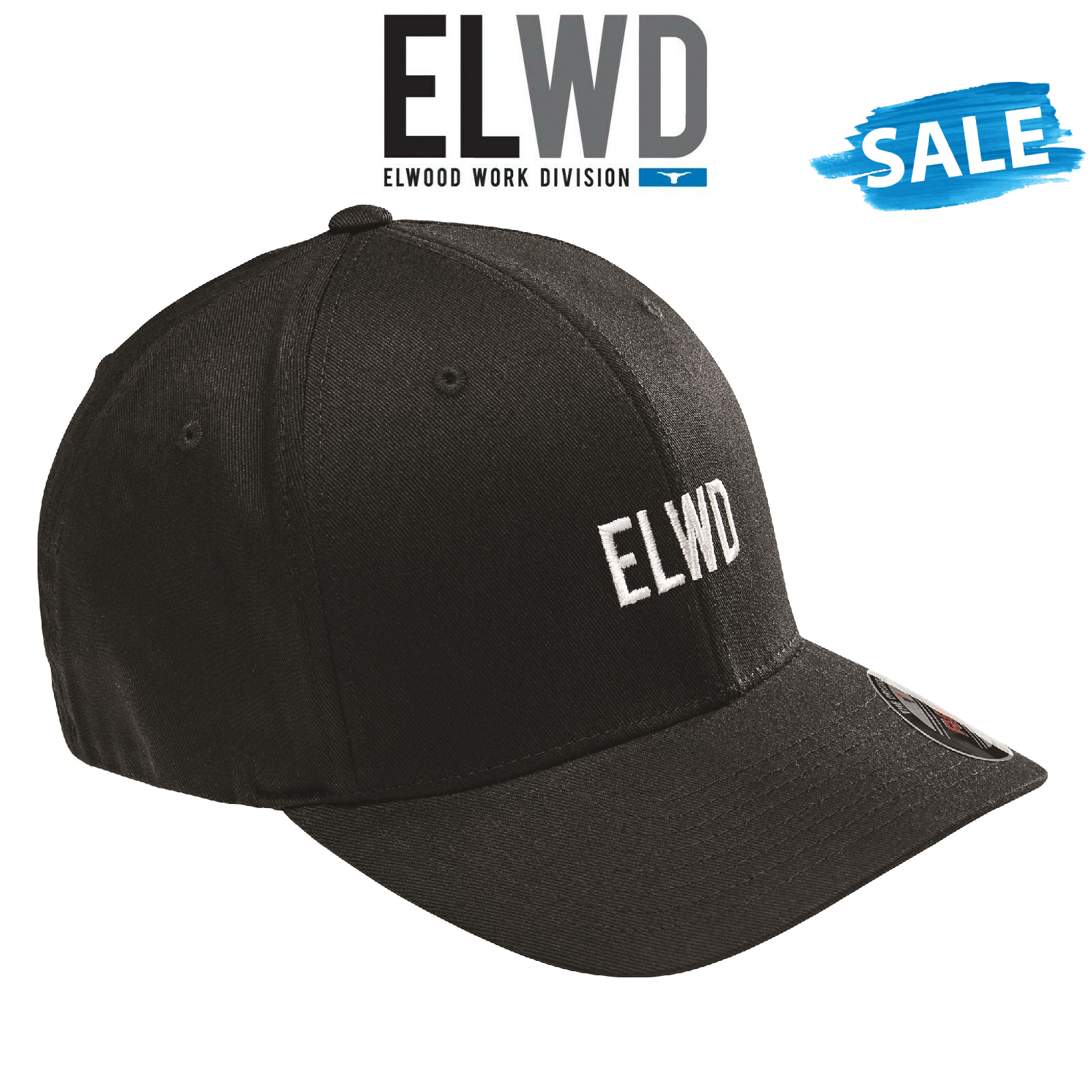 SALE Elwood Workwear Original Flexfit Cap Black Fashioned Work Casual EWD960