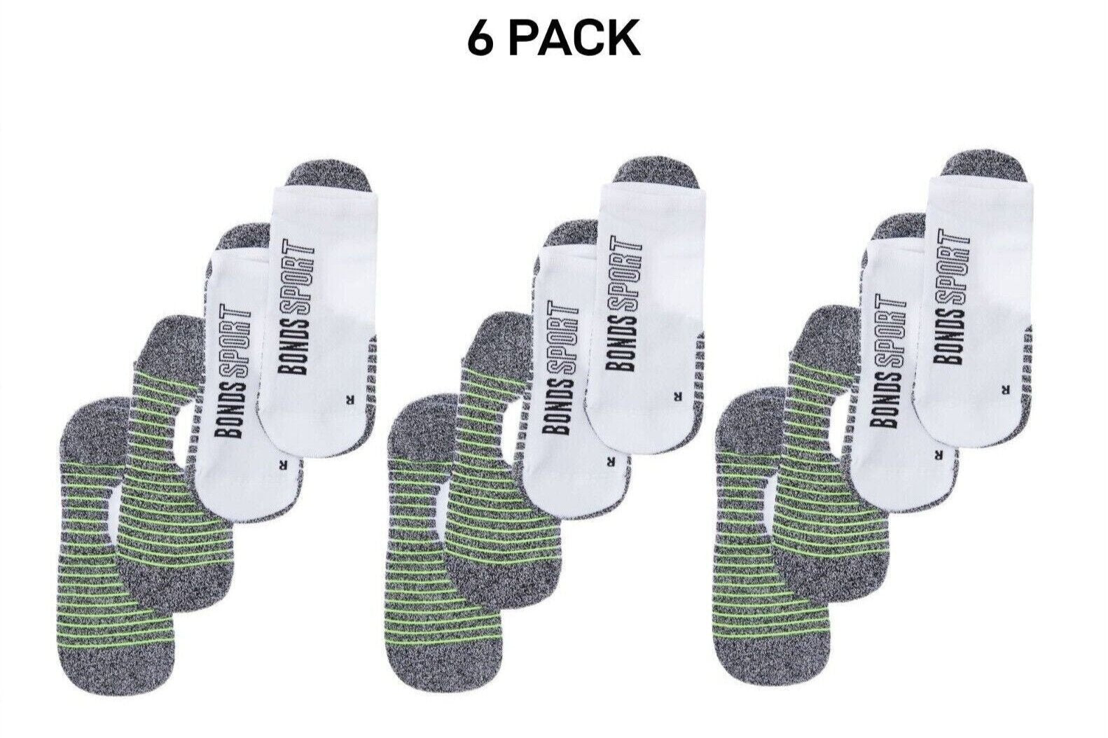 Bonds Mens Sport Tech No Show Sock Cushioned Shock-Absorbing Sole 6 Pack SYCK2N