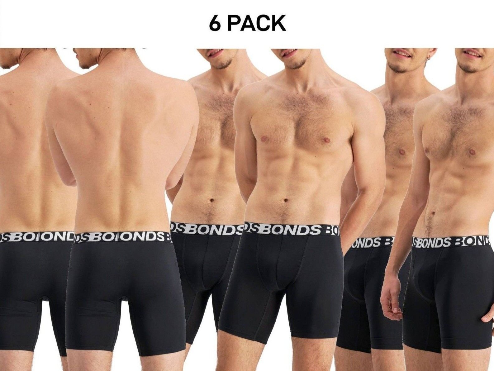 Bonds Mens Active Everyday Long Trunk Lightweight Double-Layer 6 Pack MWR9