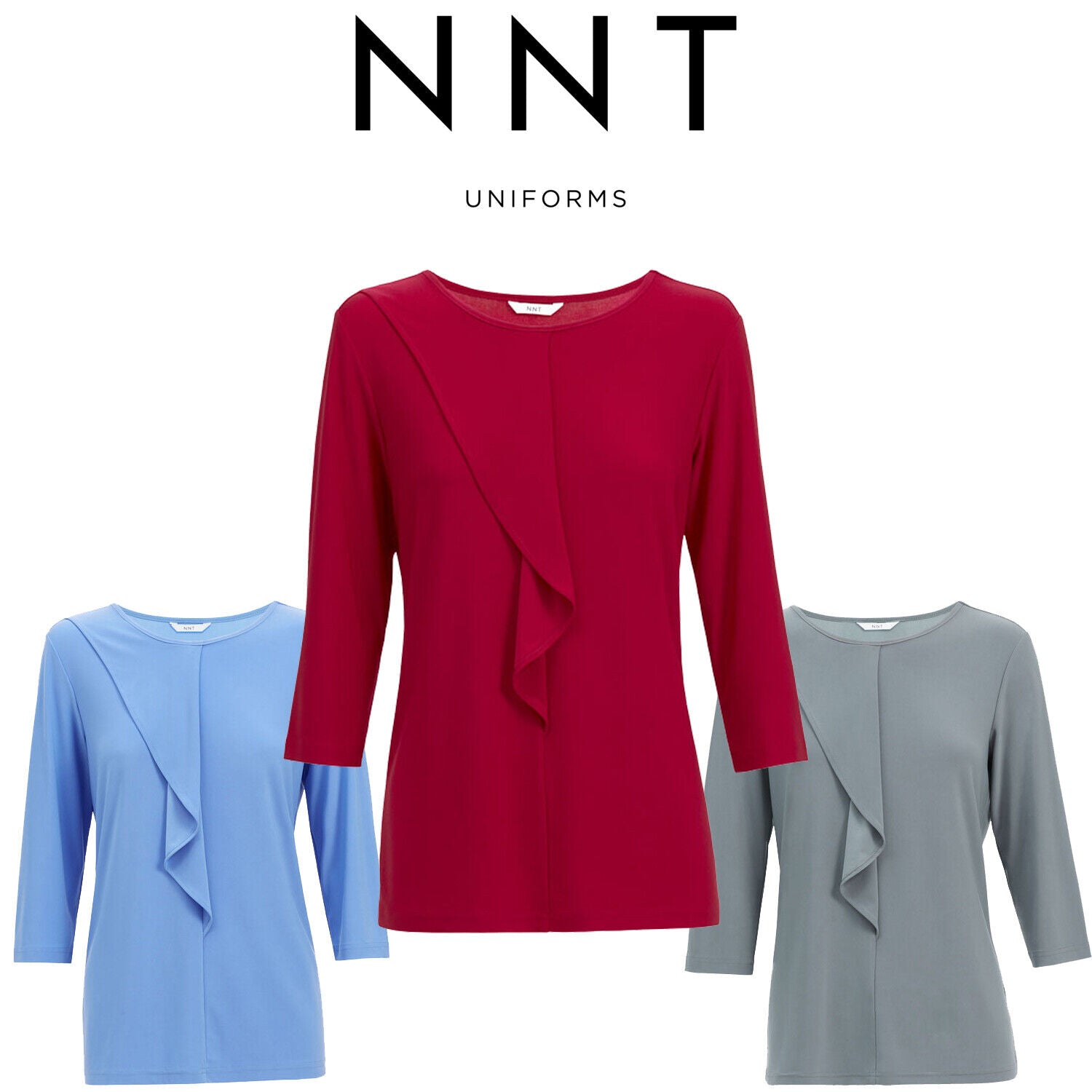 Womens NNT Blouse Soft Jersey 3/4 Round Neck T-Top Ladies Corporate Top CATU9Q
