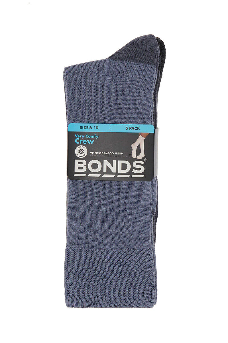 Bonds Mens Bamboo Crew Socks Fine Seams for Comfy Toes & Ankle Support SZFQ5W