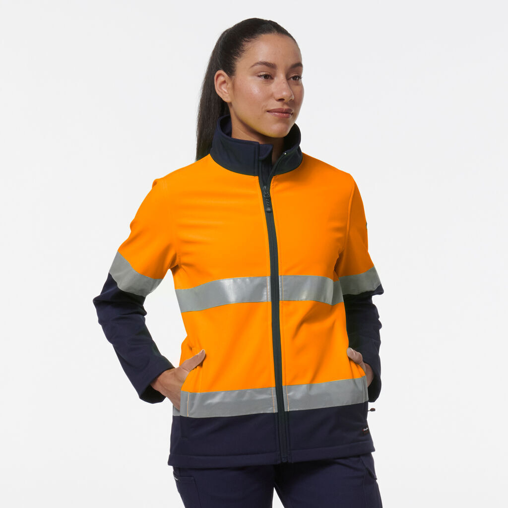 KingGee Womens Reflective Spliced Pocket Softshell Safety Work Jacket K45006-Collins Clothing Co