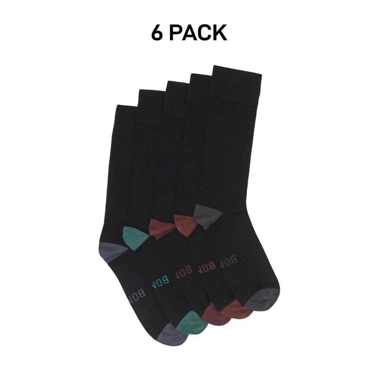 Bonds Mens Bamboo Crew Socks Fine Seams Comfy Toes & Ankle Support 6 Pack SZFQ5W