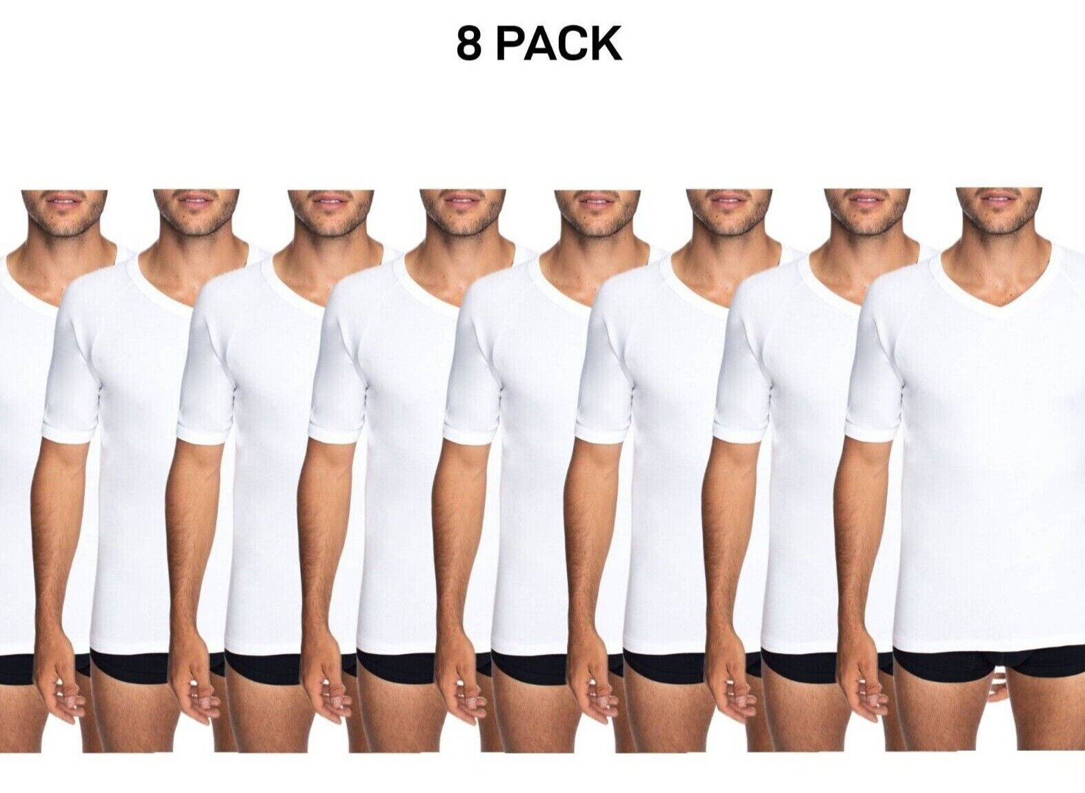 Bonds Mens Genuine V-Neck Raglan Tee Suit in Every Size and Shape 8 Pack M9762W