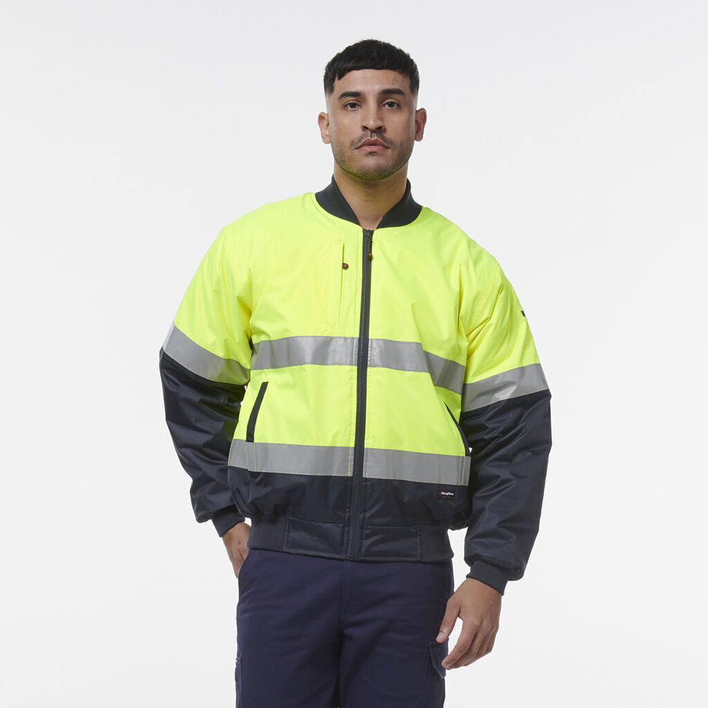 KingGee Mens Hi Vis Reflective Quilted Bomber Work Safety Jacket K55032