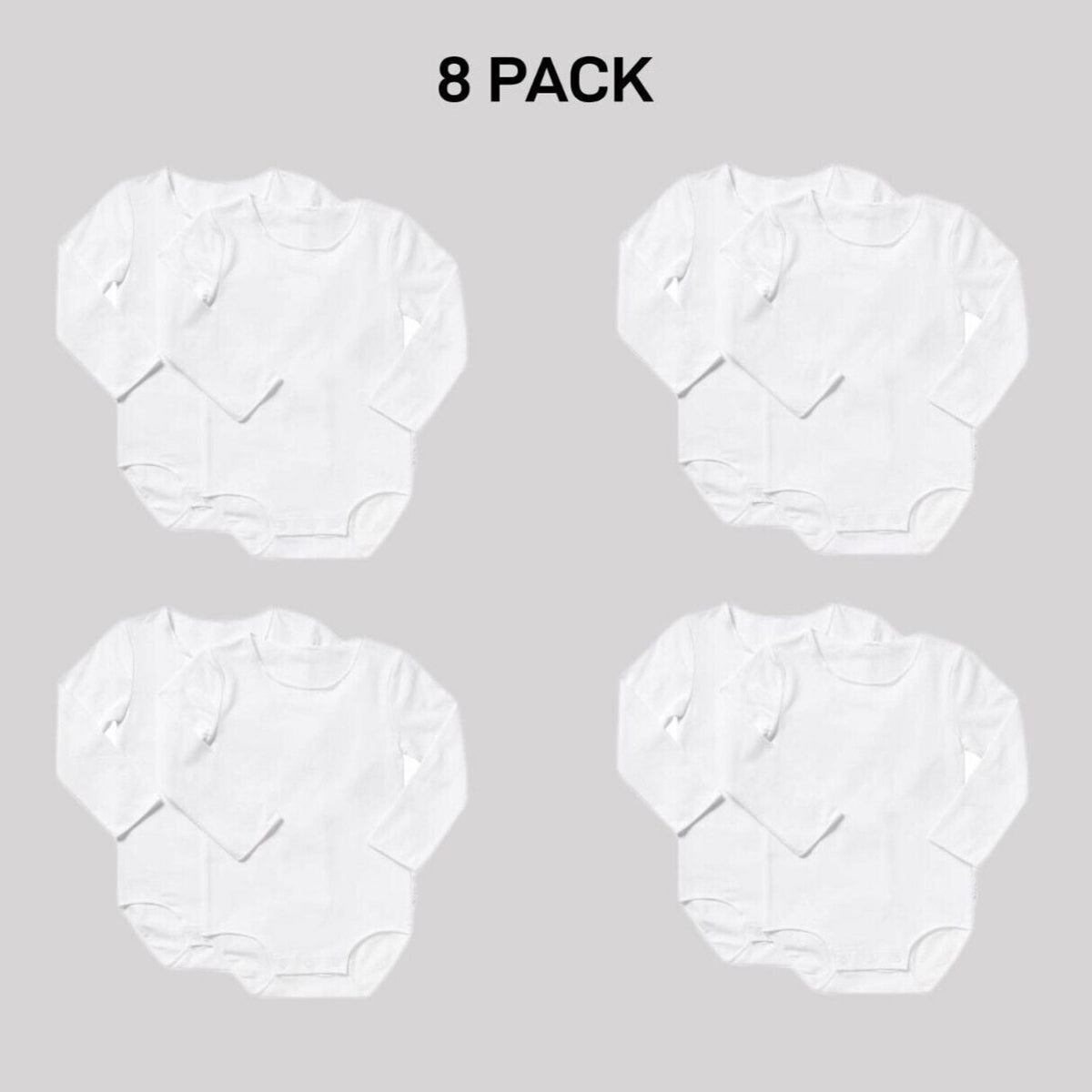 Bonds Baby Wonderbodies Long Sleeve Bodysuit Ultimate Comfort 8 Pack BY4RA