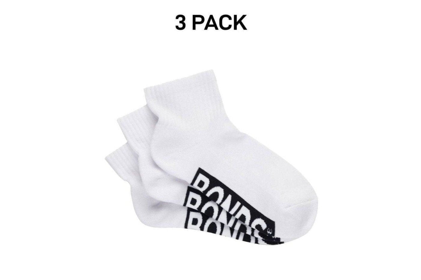 Bonds Womens Logo Cushioned Quarter Crew Comfy Cushioning Socks 3 Pack LXPP3N