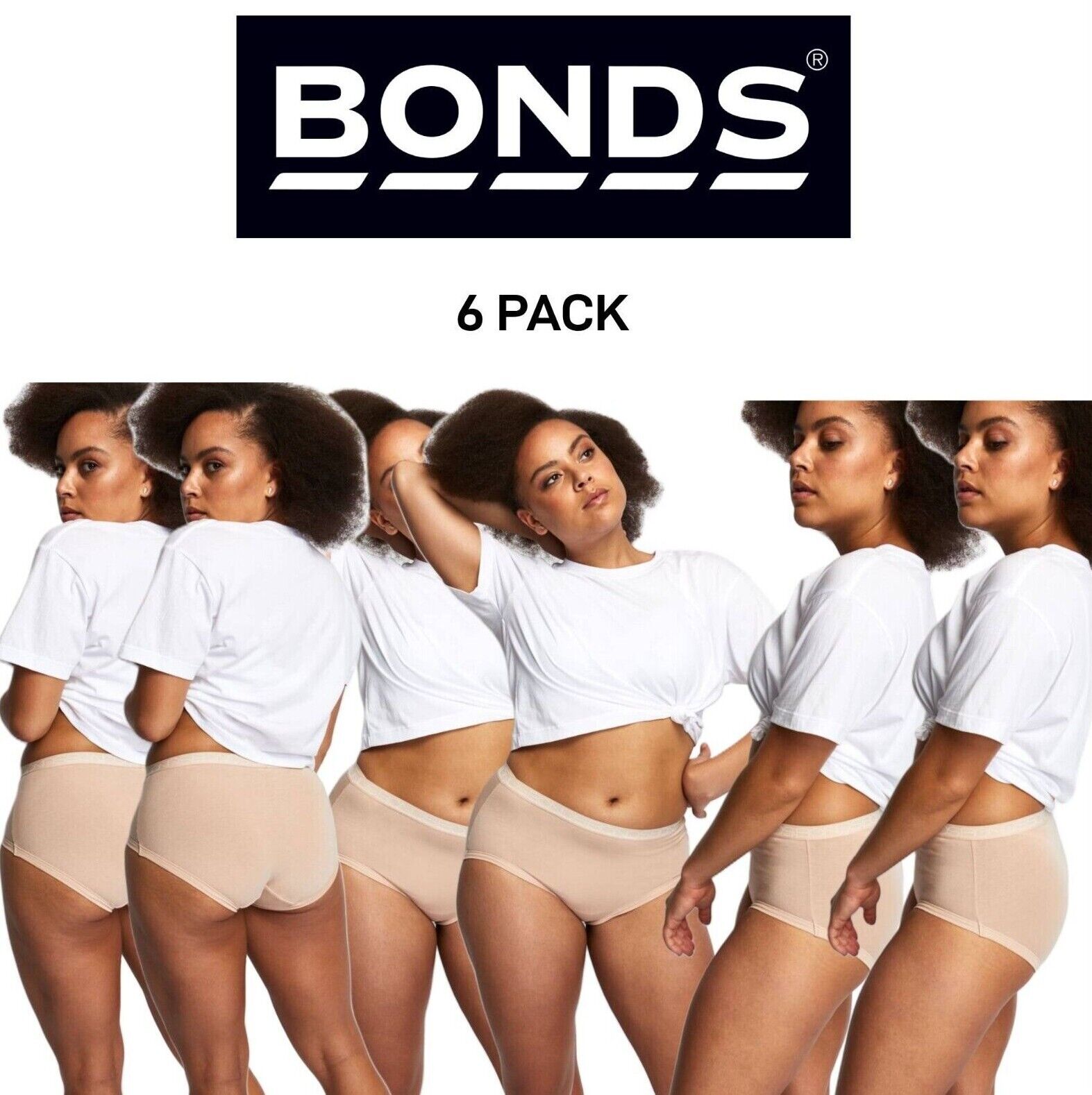 Bonds Womens Cottontails Full Brief Lightweight Soft Cotton 6 Pack WY5NA