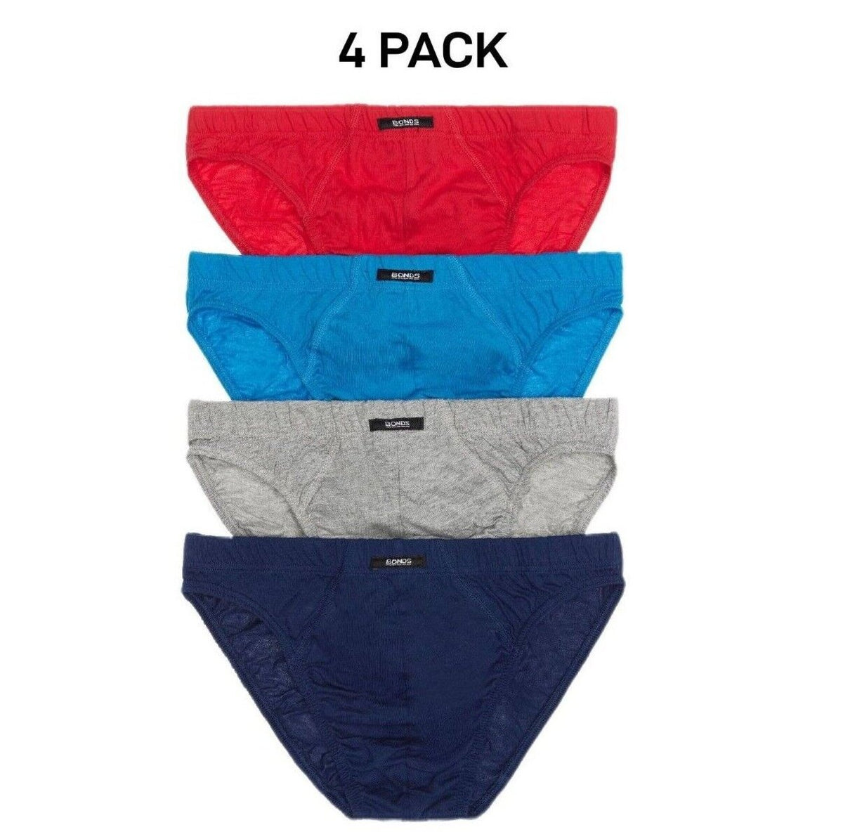Bonds Mens Action Brief  Soft Cotton and Encased Elastic Comfort 4 Pack M8OS4
