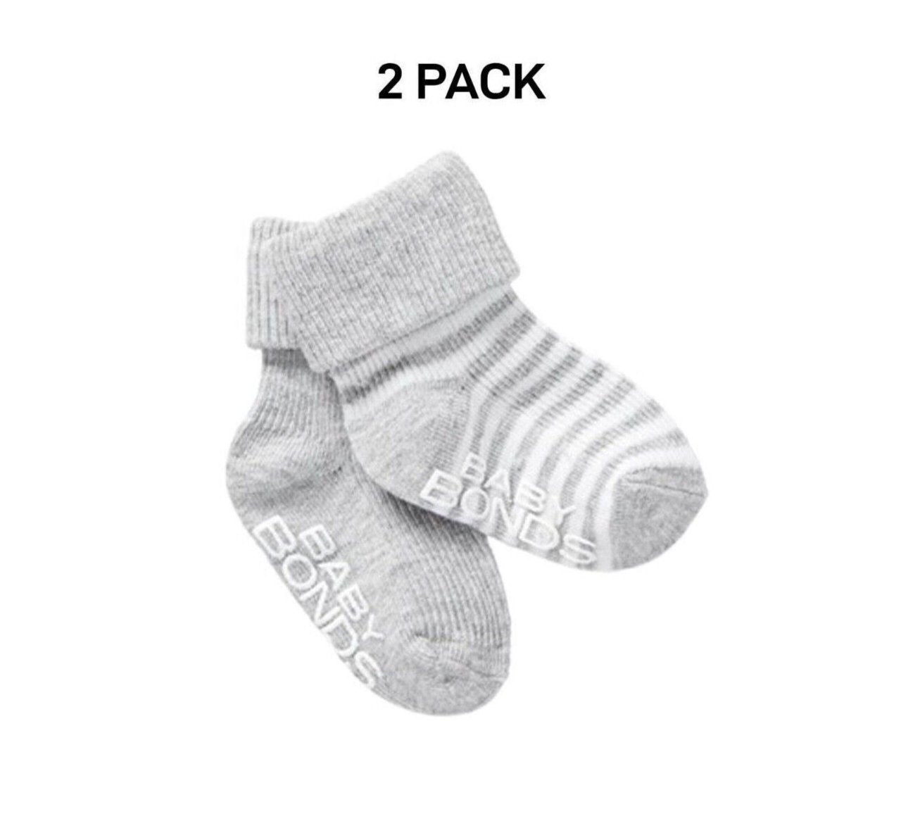 Bonds Baby Classics Cuff Non Slip Grip Sole Fine Toe Seams 2 Pack RYY82N