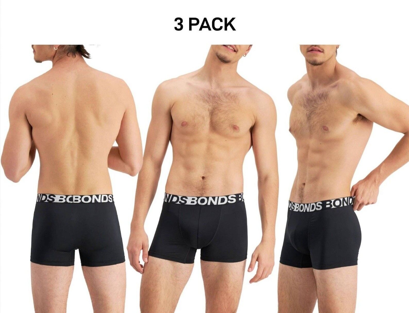 Bonds Mens Active Everyday Trunk Lightweight Classic Comfortable Fit 3 Pack MWRA