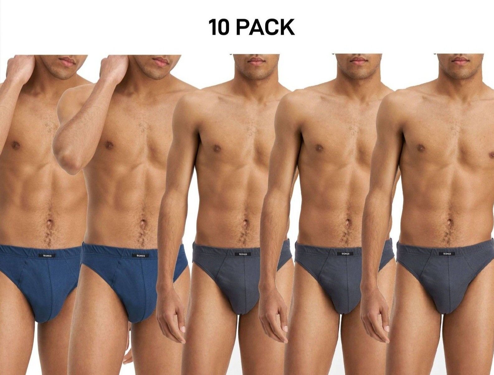 Bonds Mens Action Briefs Underwear Soft Cotton & Encased Elastic 10 Pack M8OS5I