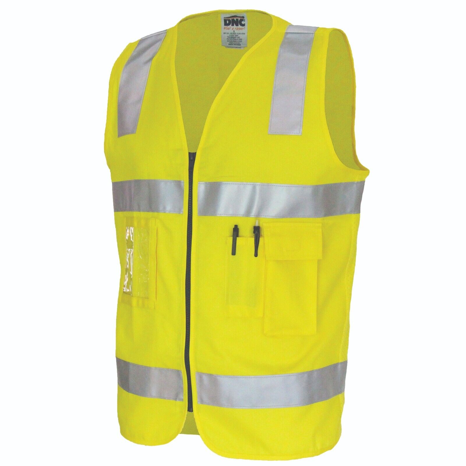 DNC Mens 4 Packs Day/Night Cotton Workwear Safety Reflective Safety Vests 3809