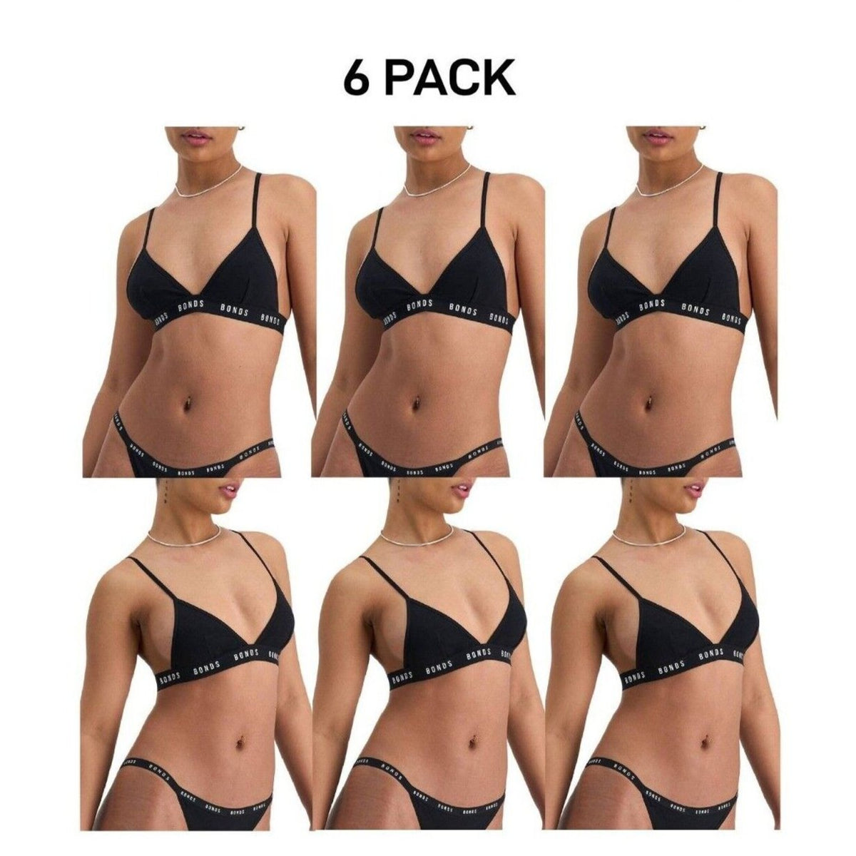 Bonds Womens Icons Triangle Ultimate Comfort Confident and Sexy Bra 6 Pack YWP4