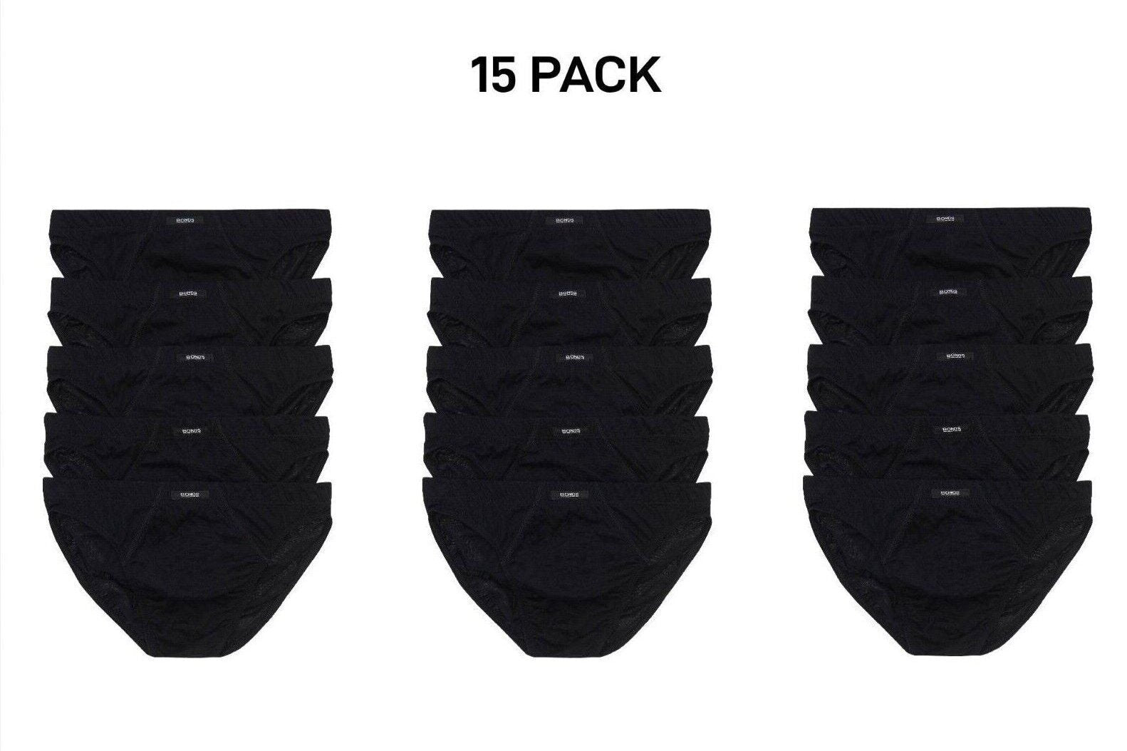 Bonds Mens Action Brief Soft Cotton and Encased Elastic Comfort 15 Pack M8OS5I