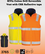 DNC 4PACKS Mens HiVis Cotton Drill Reversible Vest CSR RT Safety Work 3765
