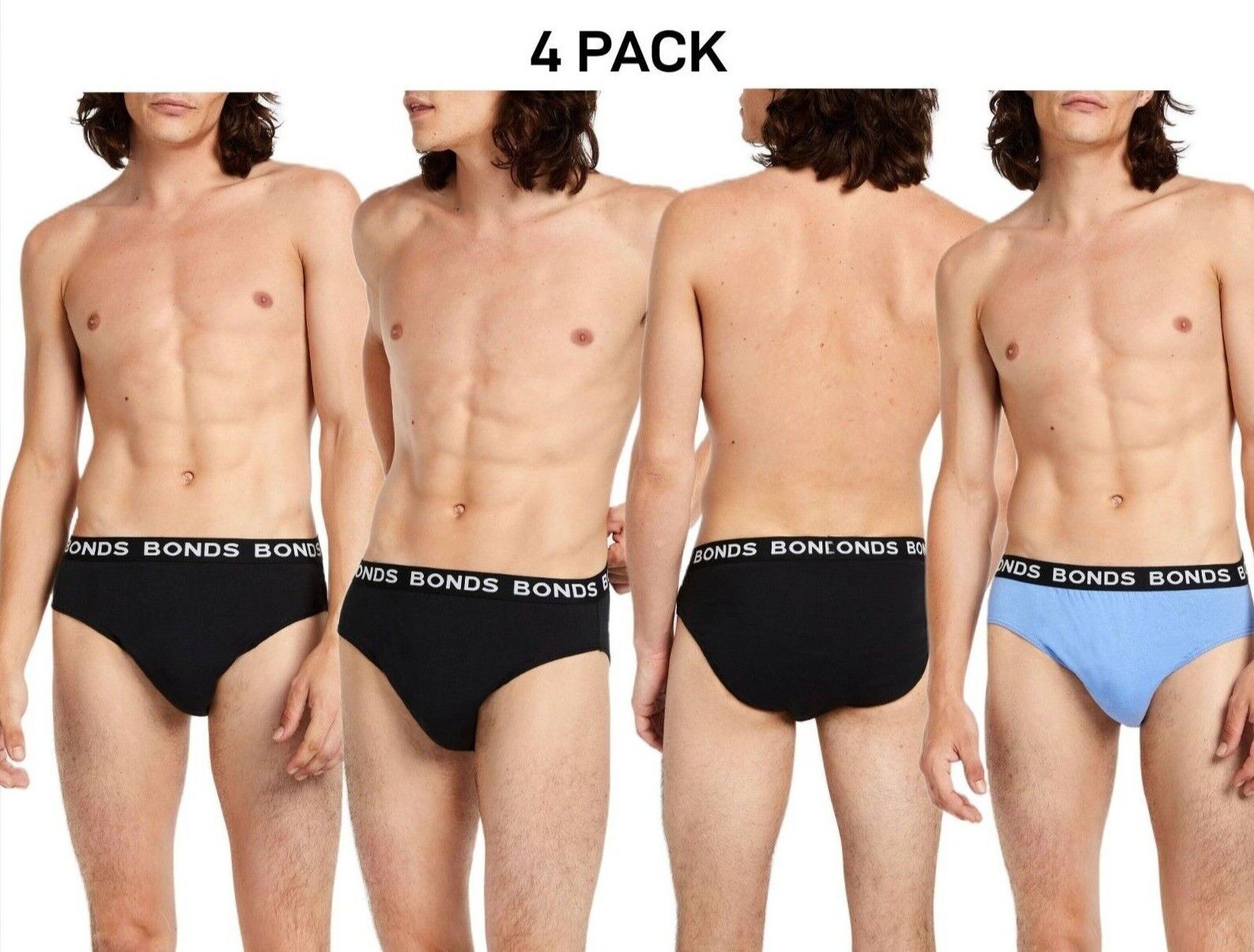 Bonds Mens Basic Hipster Briefs Cotton Stretchable Tailored Fit 4 Pack M38DM4