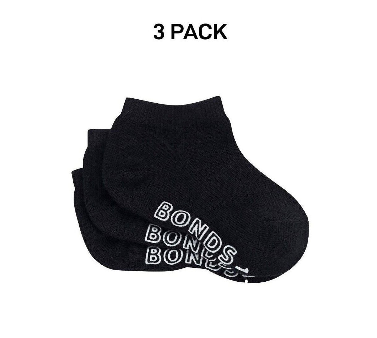 Bonds Baby Lightweght Low Cut Socks Grippy Soles & Soft Toe Seams 3 Pack RXUQ3N