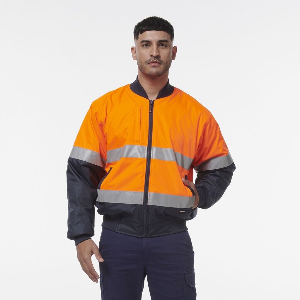 KingGee Mens 4 Pack Hi Vis Reflective Quilted Bomber Work Safety Jacket K55032