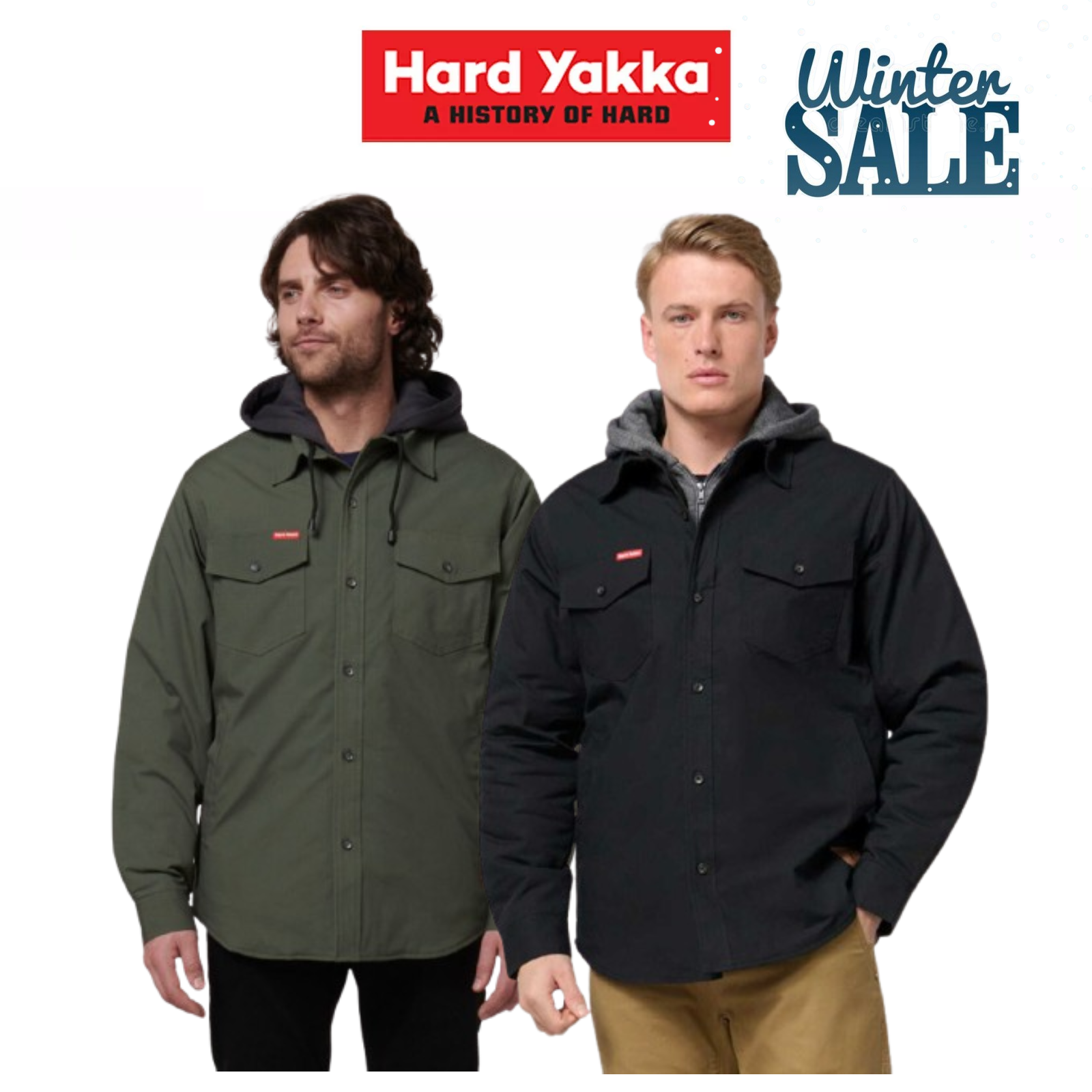 WINTER SALE ! Hard Yakka Mens Quilted Adjustable Regular Solid Shacket Y06691