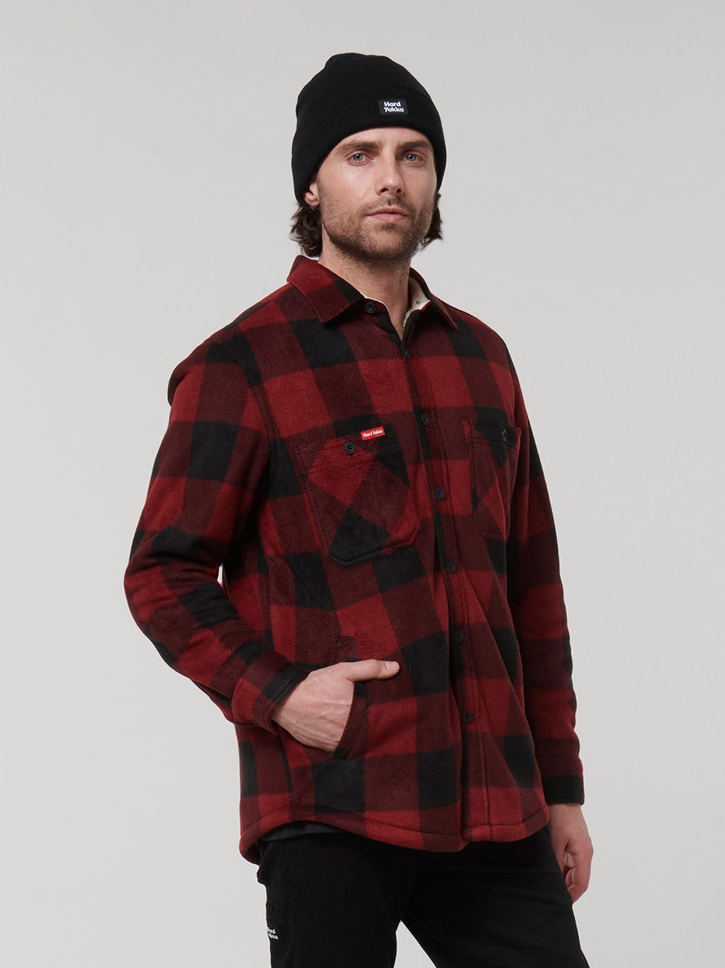 WINTER SALE! Hard Yakka Legends Sherpa Fleece Jacket Free Beanie Work Y06518