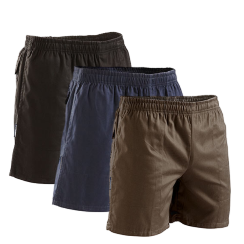 Stubbies Ruggers Mens Long Leg Shorts Draw Cord Cotton Elastic Waist Work SE214X