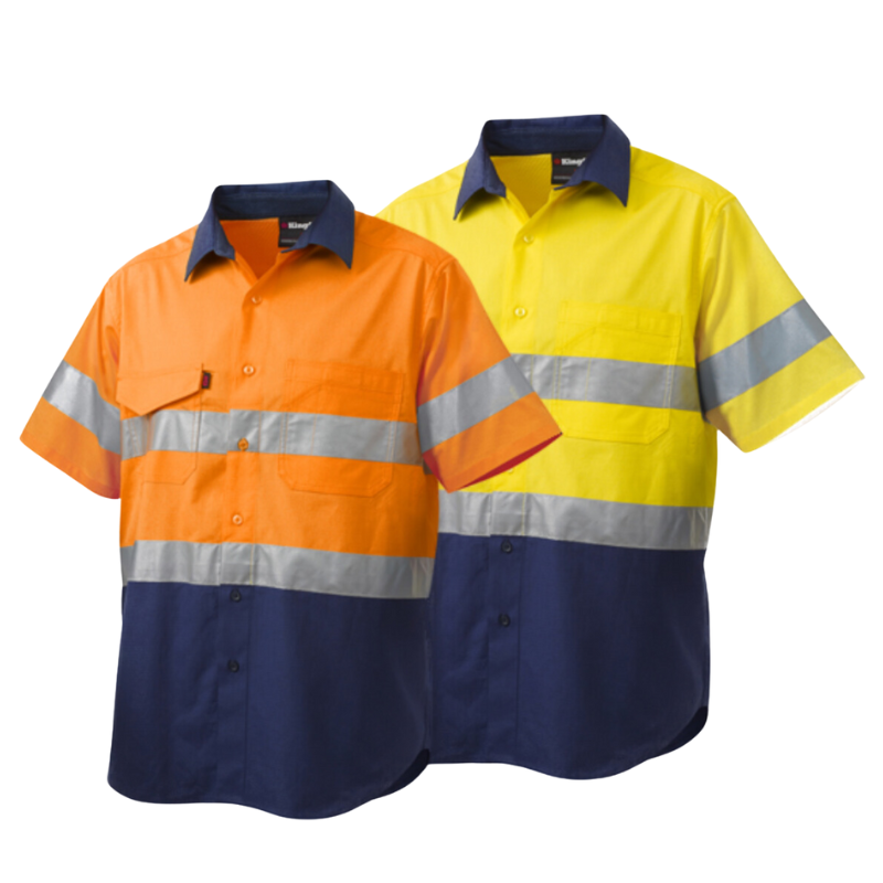 KingGee Mens Workcool 2 Hi-Vis Summer Shirt Short Sleeve Work Lightweight K54885-Collins Clothing Co