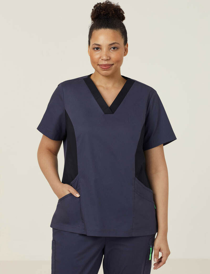 NNT Womens Nightingale V Neck Contrast Scrub Top Nurse Workwear Comfort CATULL-Collins Clothing Co