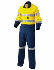 KingGee Mens Hi-Vis Combination Drill Overalls Spliced Cotton Work Safety K51525-Collins Clothing Co