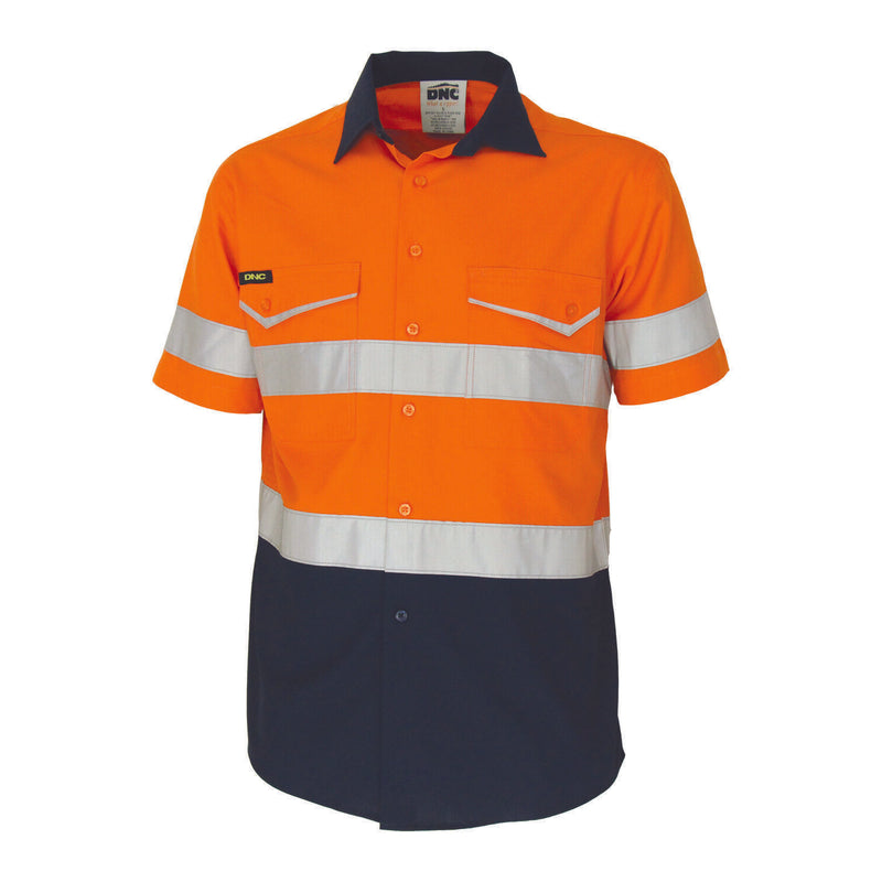DNC Mens 2Tone RipStop Cotton Shirt CSR Reflective Lightweight Breathable 3587-Collins Clothing Co