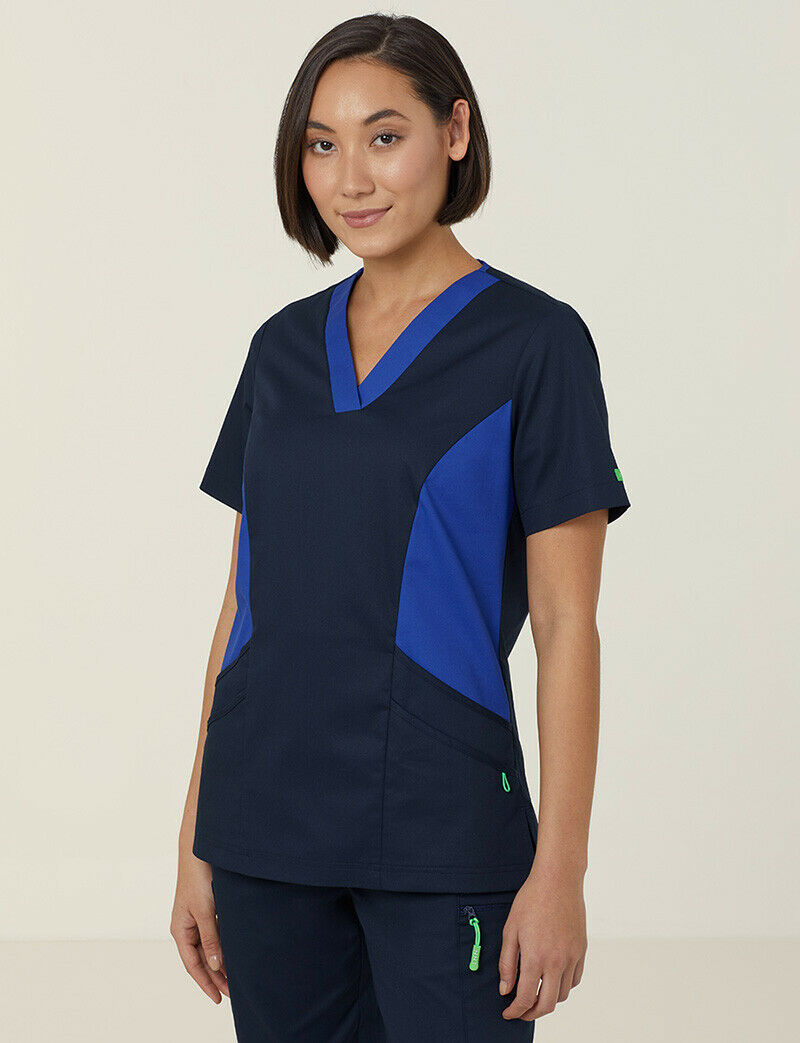 NNT Womens Nightingale V Neck Contrast Scrub Top Nurse Workwear Comfort CATULL-Collins Clothing Co
