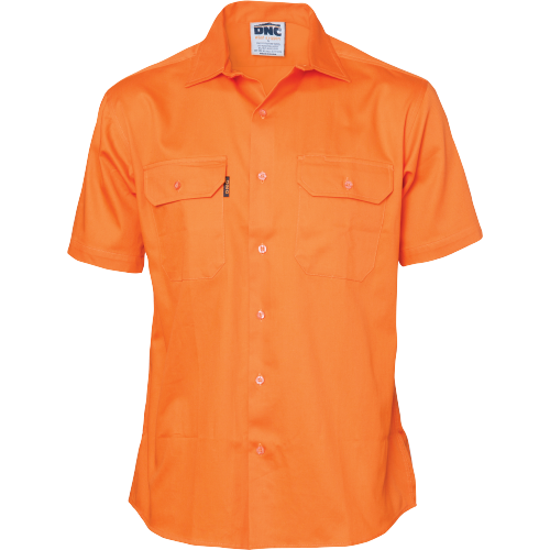 DNC Workwear Mens Cotton Drill Safety Shirt Short Sleeve Comfortable  3201-Collins Clothing Co