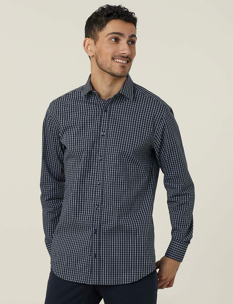 NNT Mens Business Long Sleeve Check Shirt Avignon Formal Shirts Comfort CATJDE-Collins Clothing Co