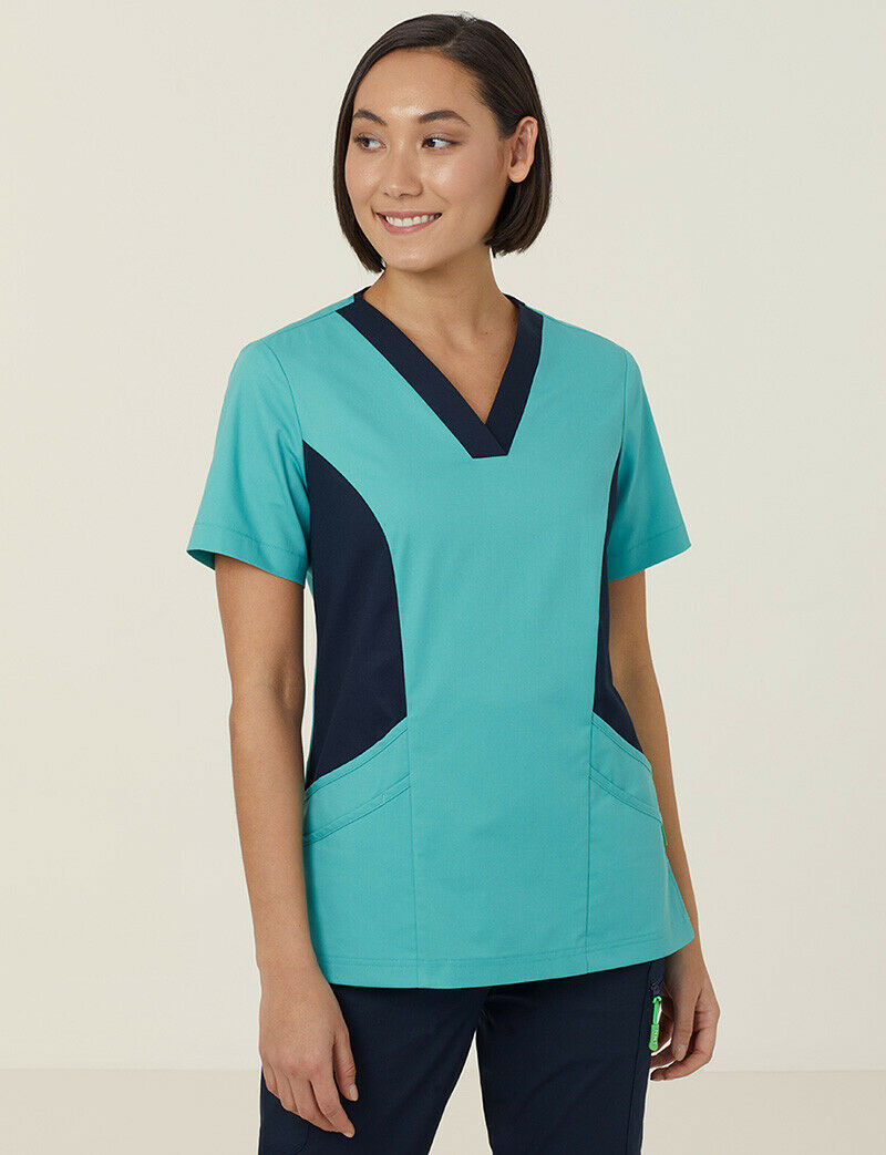 NNT Womens Nightingale V Neck Contrast Scrub Top Nurse Workwear Comfort CATULL-Collins Clothing Co