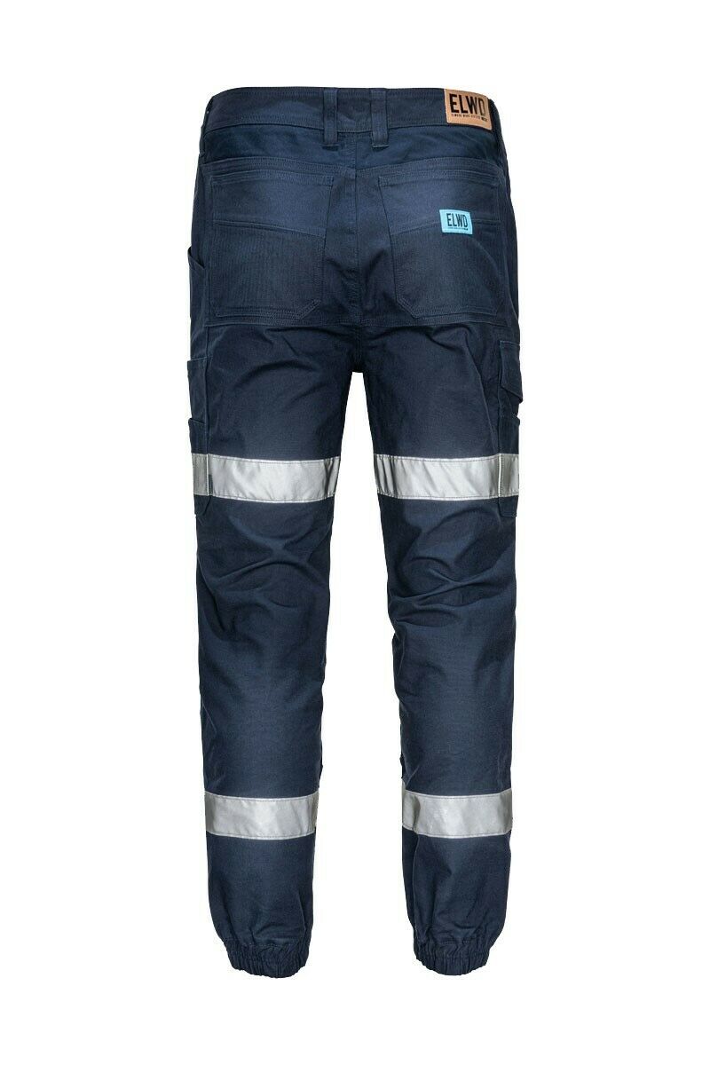 Elwood Mens Reflective Cuffed Work Pants Taped Pant Stretch Canvas Cargo EWD107-Collins Clothing Co