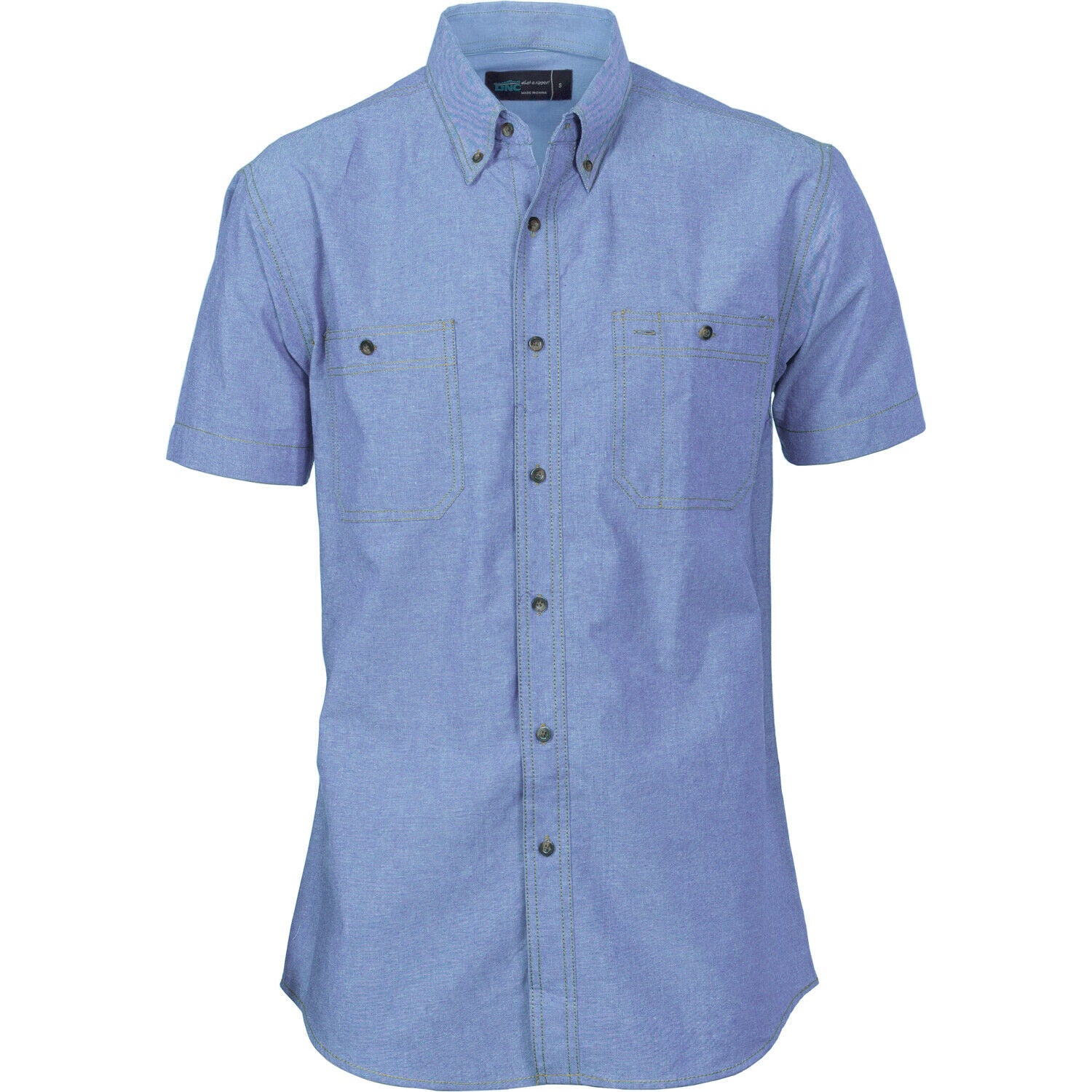 DNC Workwear MensCotton Chambray Shirt , Twin Pocket - Short Sleeve 4101-Collins Clothing Co