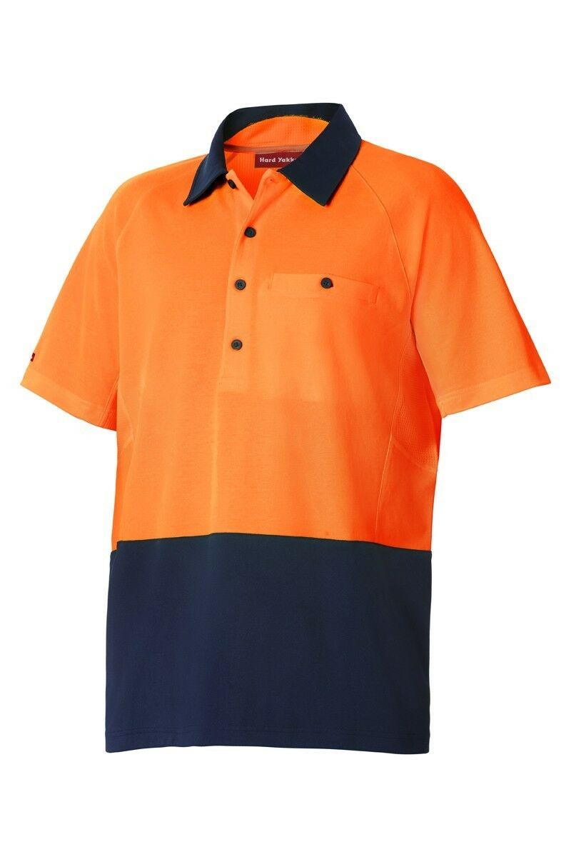 Mens Hard Yakka Koolgear Hi-Vis 2 Toned Short Sleeve Work Polo Shirt Y11396-Collins Clothing Co