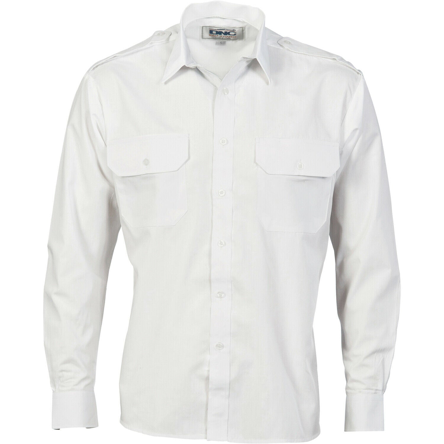 DNC Workwear Mens Epaulette Polyester Cotton Work Shirt Long Sleeve Casual 3214-Collins Clothing Co