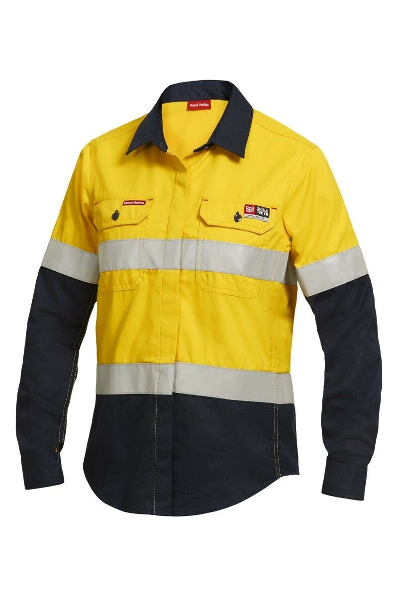 Womens Hard Yakka Protect Hi-Vis Flame Resistant Long Sleeve Work Shirt Y04050-Collins Clothing Co