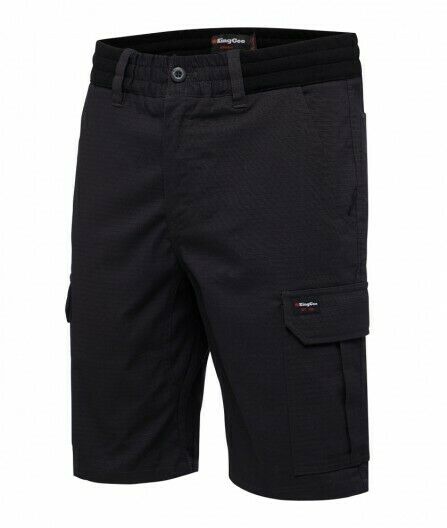 KingGee Shorts Mens Rib Comfort Waist Short Comfort Cargo Stretch Ripstop K17007-Collins Clothing Co