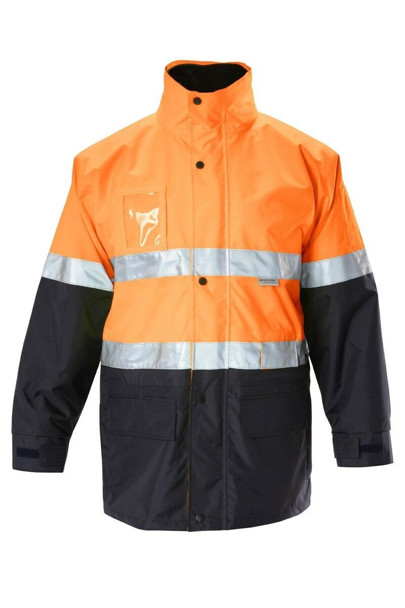 Mens Hard Yakka Foundations Hi-Vis Six 6 Way Jacket Reflective Tape Work Y06556-Collins Clothing Co