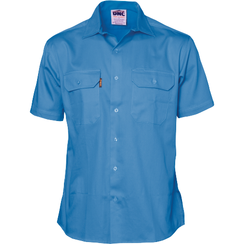 DNC Workwear Mens Cotton Drill Safety Shirt Short Sleeve Comfortable  3201-Collins Clothing Co