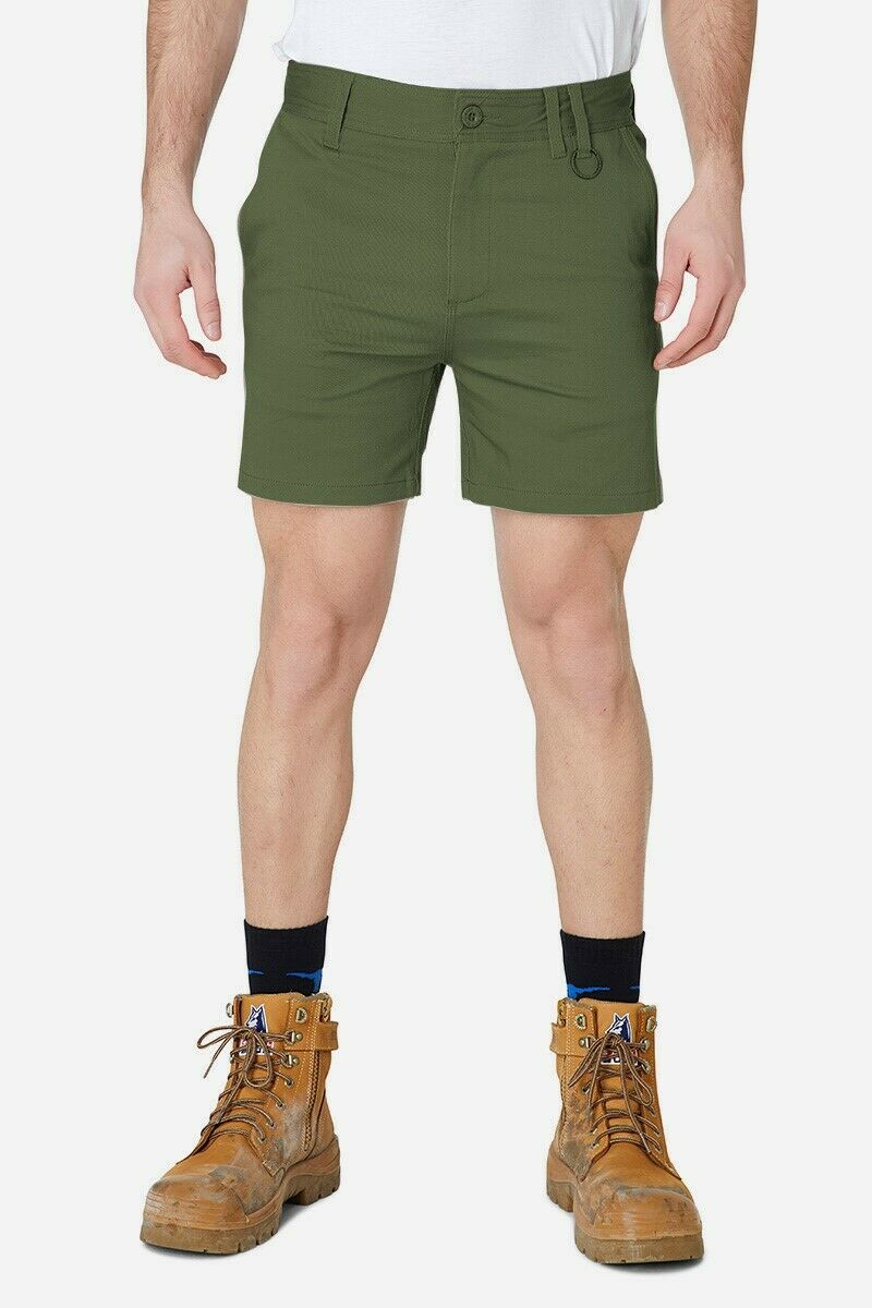 Mens Elwood Work Basic Shorts Stretch Twill Reinforced Pockets Tradie EWD202-Collins Clothing Co