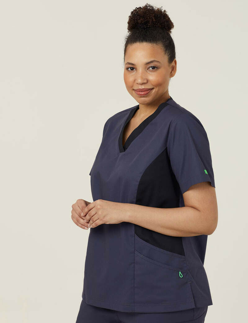 NNT Womens Nightingale V Neck Contrast Scrub Top Nurse Workwear Comfort CATULL-Collins Clothing Co