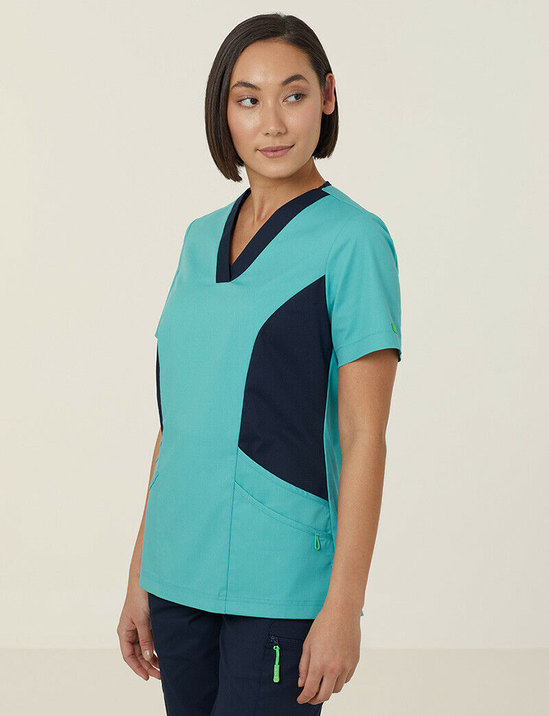 NNT Womens Nightingale V Neck Contrast Scrub Top Nurse Workwear Comfort CATULL-Collins Clothing Co