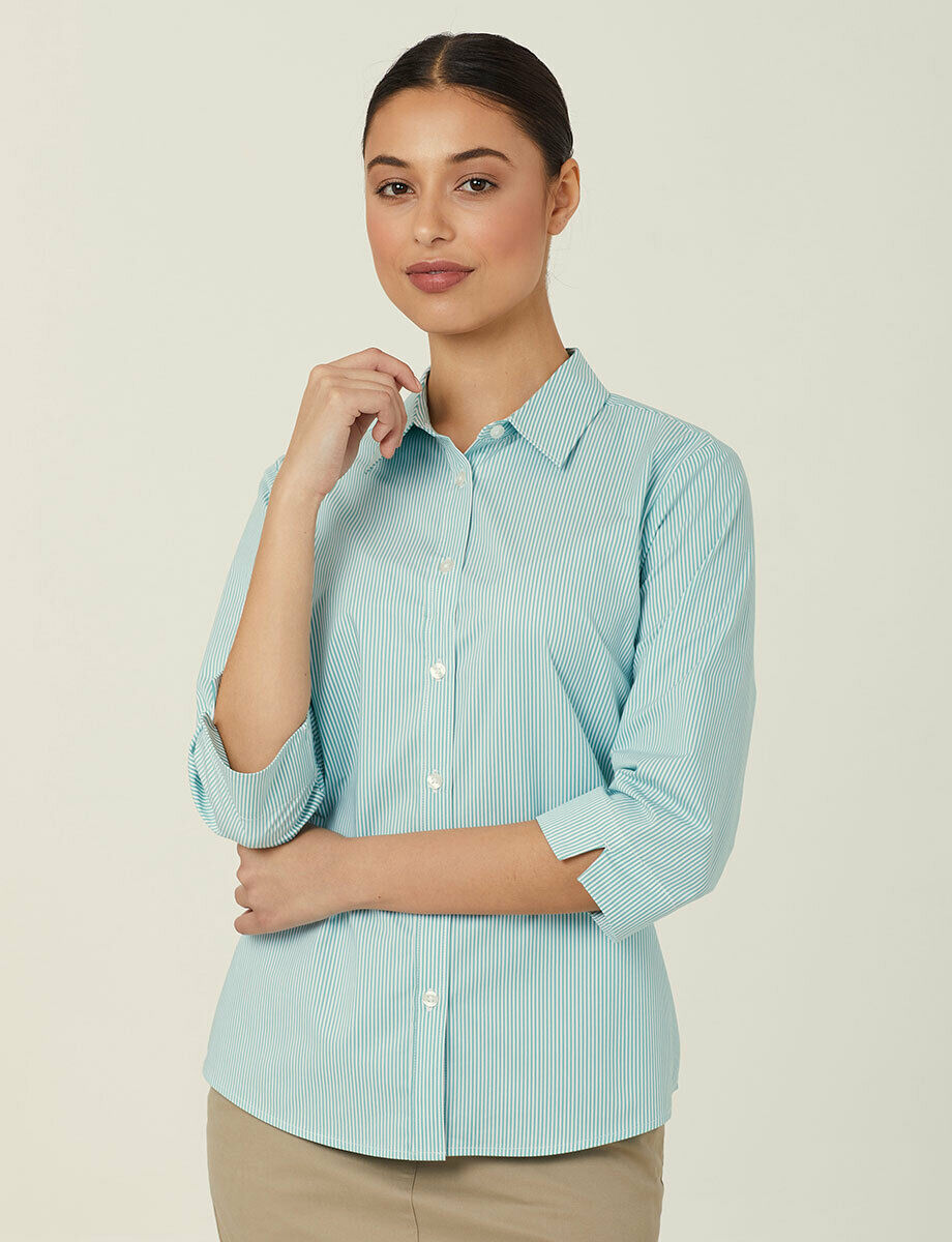 NNT Womens Avignon Formal Stripe 3/4 Sleeve Business Shirts Regular Fit CATUKV-Collins Clothing Co